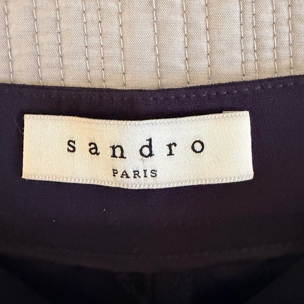 Sandro Paris Womens Navy  Gold Button Sailor Trousers High Waist Pants Size 38 - Picture 12 of 14
